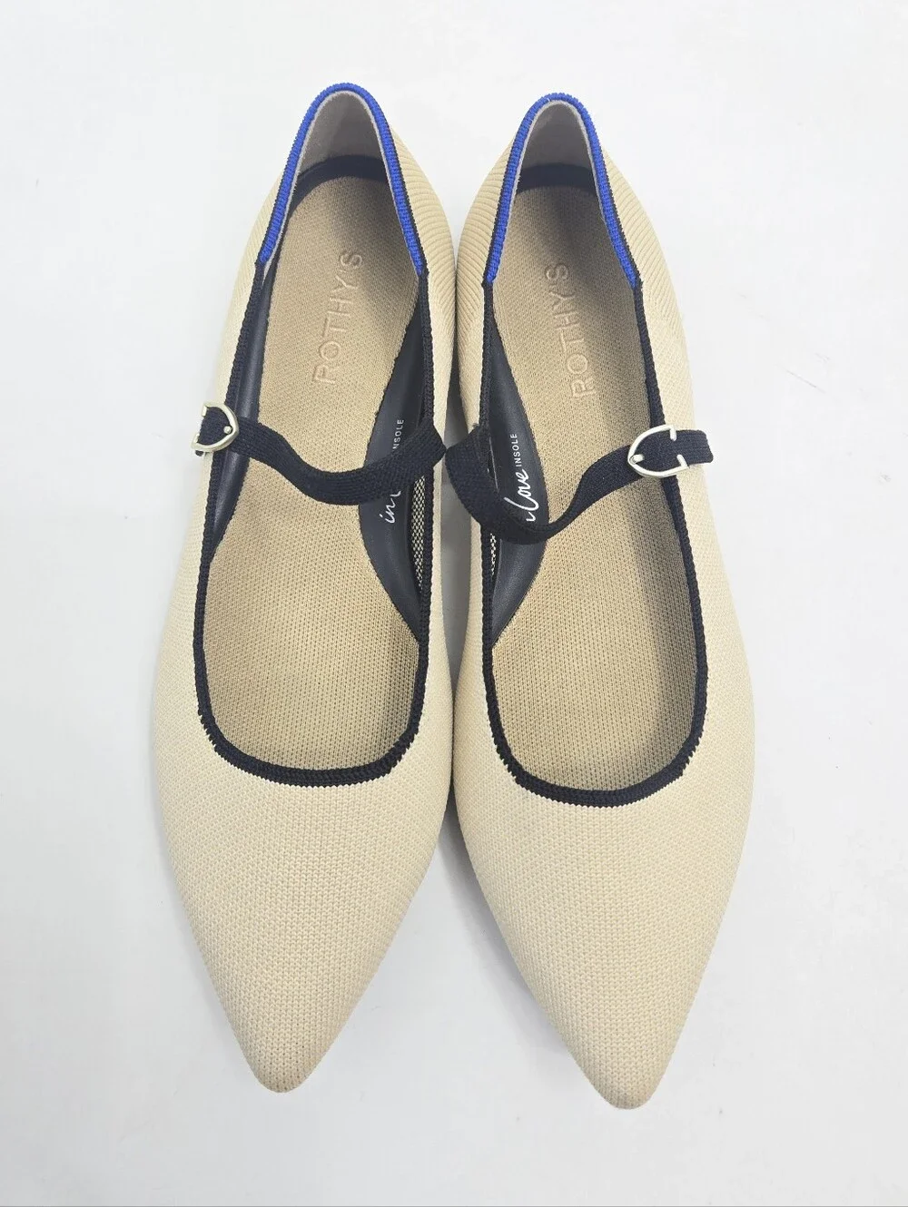 Rothy's‎ Mary Jane II Flats Sandstone Black Trim 10.5